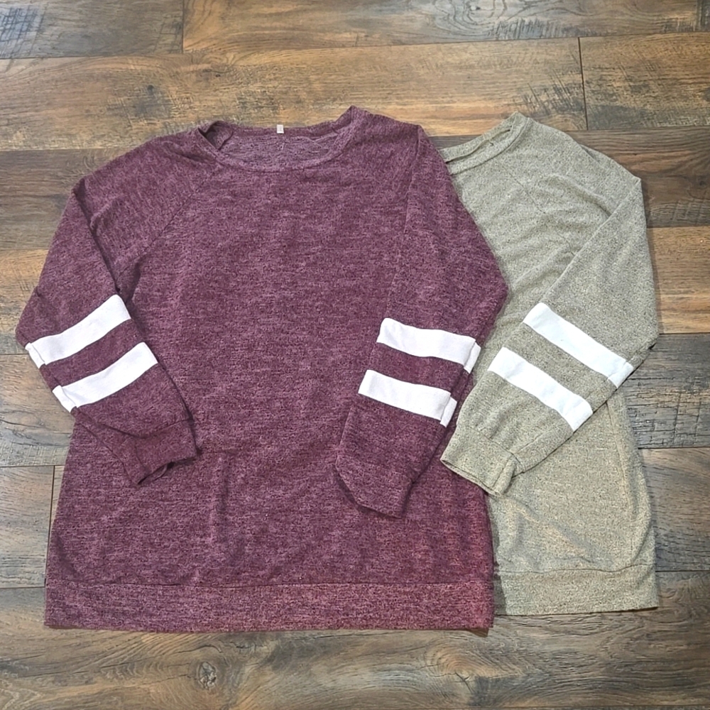 2-Pack Womens Plus Size Long Sleeve Tunic Top Oversized Sweatshirts